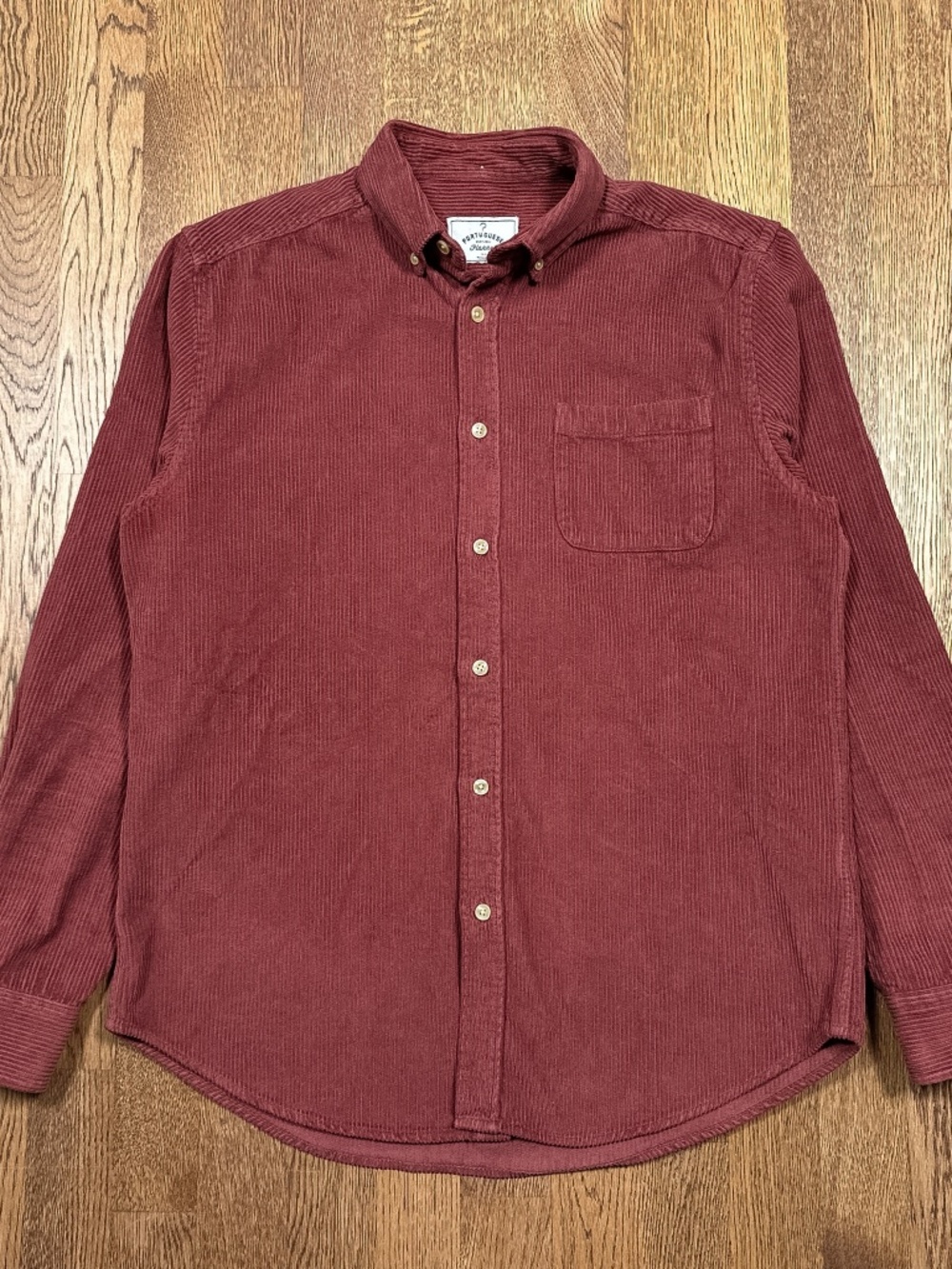 Portuguese Flannel Lobo Corduroy Burgundy L/S Button Shirt Mens Medium